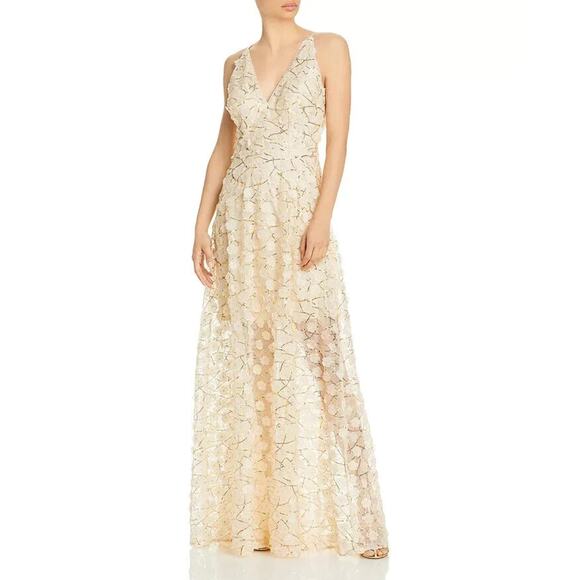 Aqua Dresses & Skirts - AQUA Raised Floral V Neck Gown Size 12‎